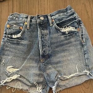 AGOLDE Blue Distressed Women's Denim Shorts